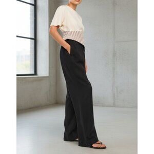 Abercrombie & Fitch Black Linen Wide Leg Pull On Pants Womens S